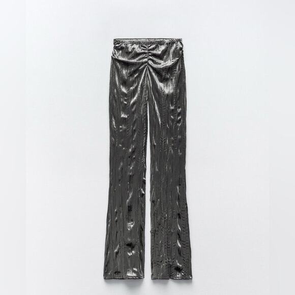 Zara Grey Velvet Flare Pants Size Medium - Picture 4 of 13